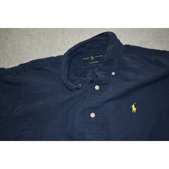 Polo Ralph Lauren Linen Silk Dress Shirt Men XL Classic Fit Blue Long Sleeve - Picture 5 of 7